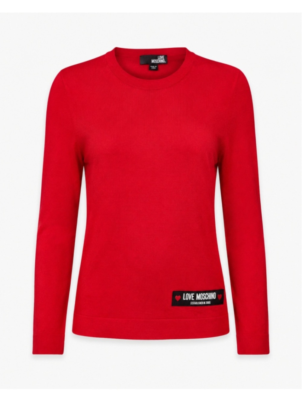 Love Moschino Women’s Size 6 Red Long Sleeve Logo Top Crewneck Like New